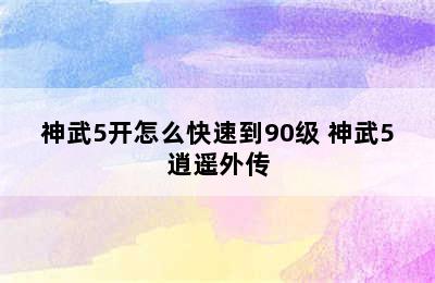 神武5开怎么快速到90级 神武5逍遥外传